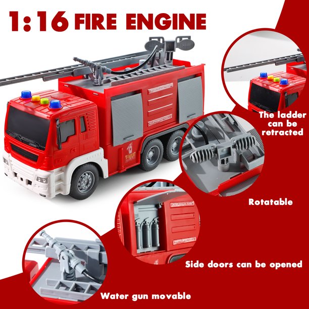 NETNEW Fire Truck Toy for Boys 3-6 Years Friction-Powered Fire Truck with Lights & Sounds