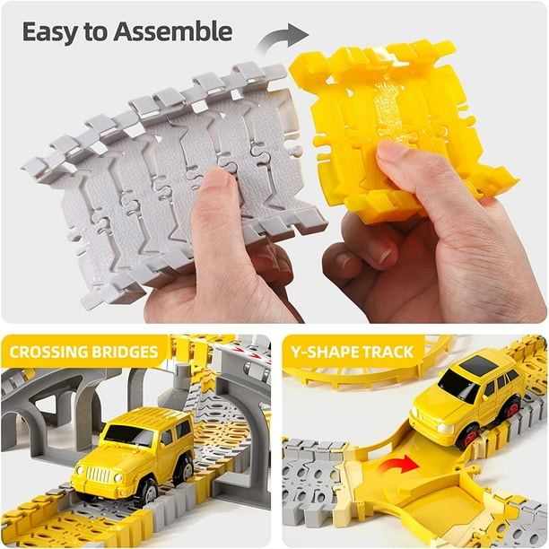 226pcs Construction Toys Race Tracks Toys for Boys 3-6 Years Kids Toys 6 PCS Construction Car and Flexible Track Playset