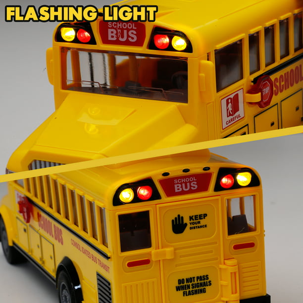 NETNEW School Bus Toys for Boys 3-6 Years Die Cast Vehicles Yellow Large Alloy Play Bus with Sounds and Lights for Kids