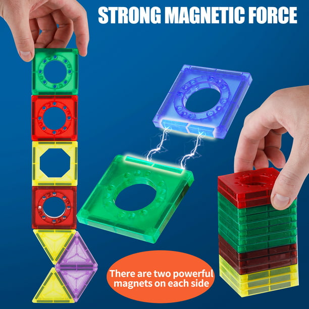 NETNEW Light Magnetic Tiles Building Blocks Toys for Kids 3-6 Years 105 PCS 3D Clear Educational STEM Building Toys
