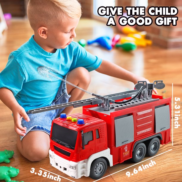 NETNEW Fire Truck Toy for Boys 3-6 Years Friction-Powered Fire Truck with Lights & Sounds