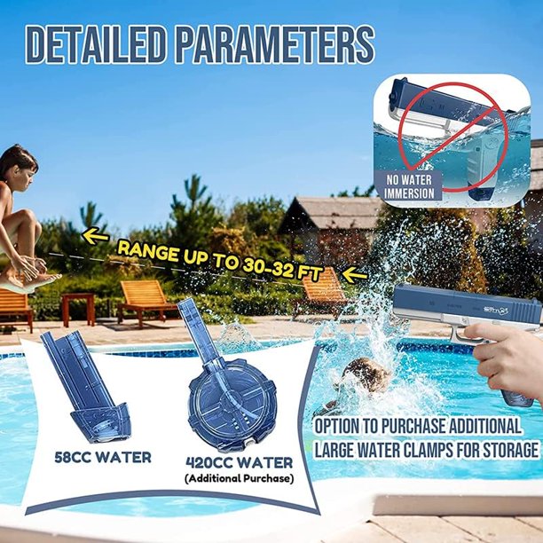 Electric Water Gun, Water Blaster Toys for Kids High Capacity Squirt Guns Up to 32 FT Range Strongest Swimming Pool Beach Outdoor