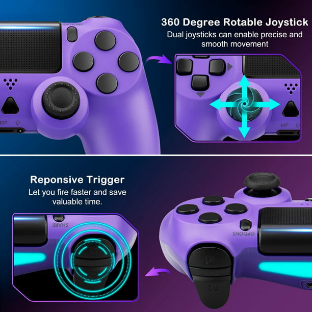 NETNEW Wireless Game Controller Compatible with PS4/Slim/Pro with Upgraded Joystick - Purple