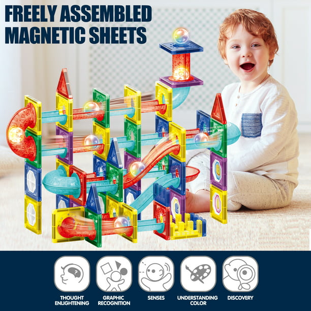NETNEW Light Magnetic Tiles Building Blocks Toys for Kids 3-6 Years 105 PCS 3D Clear Educational STEM Building Toys