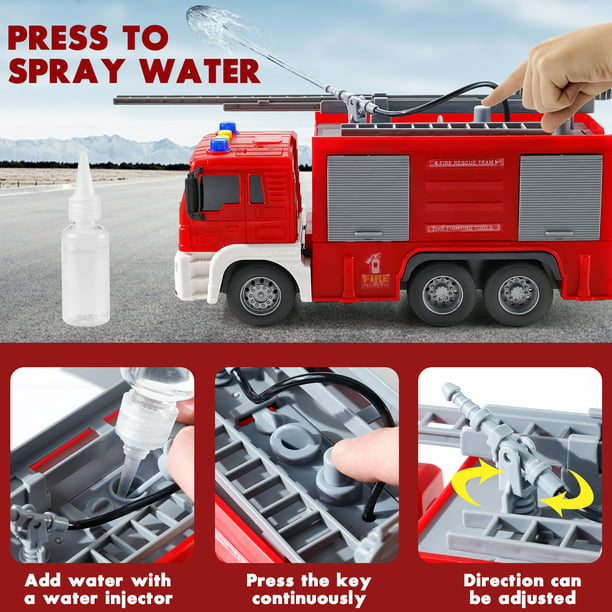 NETNEW Fire Truck Toy for Boys 3-6 Years Friction-Powered Fire Truck with Lights & Sounds