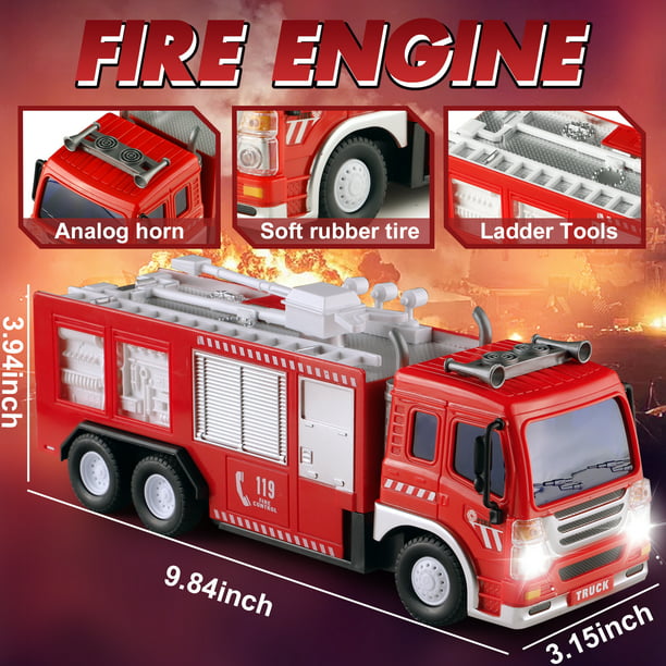 Remote Control Car Fire Truck RC Car Toys for Boys 3-6 Years with Lights and Siren Sounds Best Toddler Firetruck Toy Fire Engine