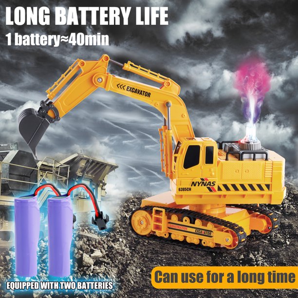NETNEW Remote Control Excavator Toys for Boys 3-6-12 Years Old RC Excavators with Lights Sounds 11 Channel Control RC Truck Construction Tractor Vehicle Toys