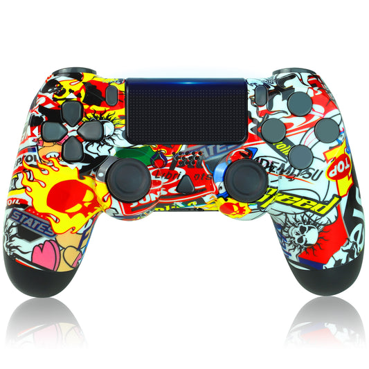 NETNEW Wireless Game Controller Compatible with PS4/Slim/Pro with Upgraded Joystick - Street Fire