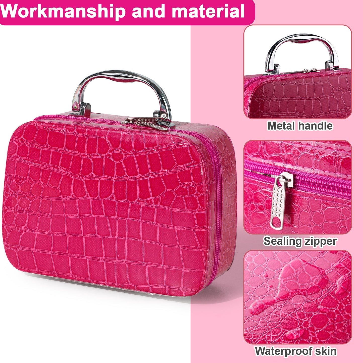 Pretend Makeup Kit for Girls, Kids Pretend Play Makeup Set - with Cosmetic Bag for Birthday Christmas, Toy Makeup Set for Toddler, Little Girls Age 3+(Not Real Makeup)
