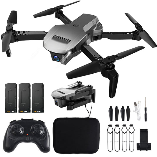 Drone with Dual 4K Camera 120°wide-Angle WiFi Quadcopter ( 3 x Batteries ) Gravity Sensor Voice Control Gesture Control Altitude Hold Auto Hover Trajectory Flight Flip RTF
