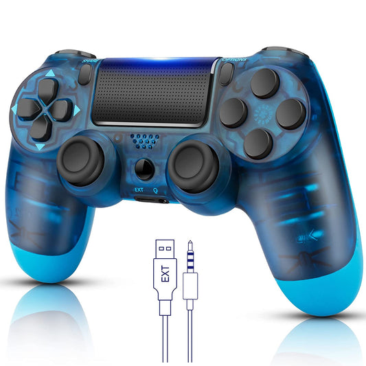 NETNEW Wireless Game Controller Compatible with PS4/Slim/Pro with Upgraded Joystick - Crystal Blue