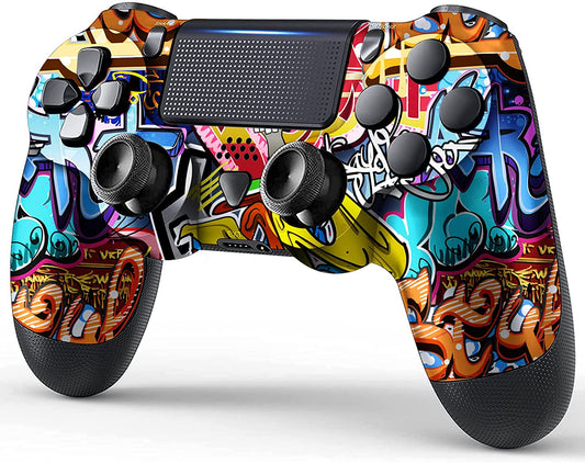 NETNEW Wireless Game Controller Compatible with PS4/Slim/Pro with Upgraded Joystick - Graffiti