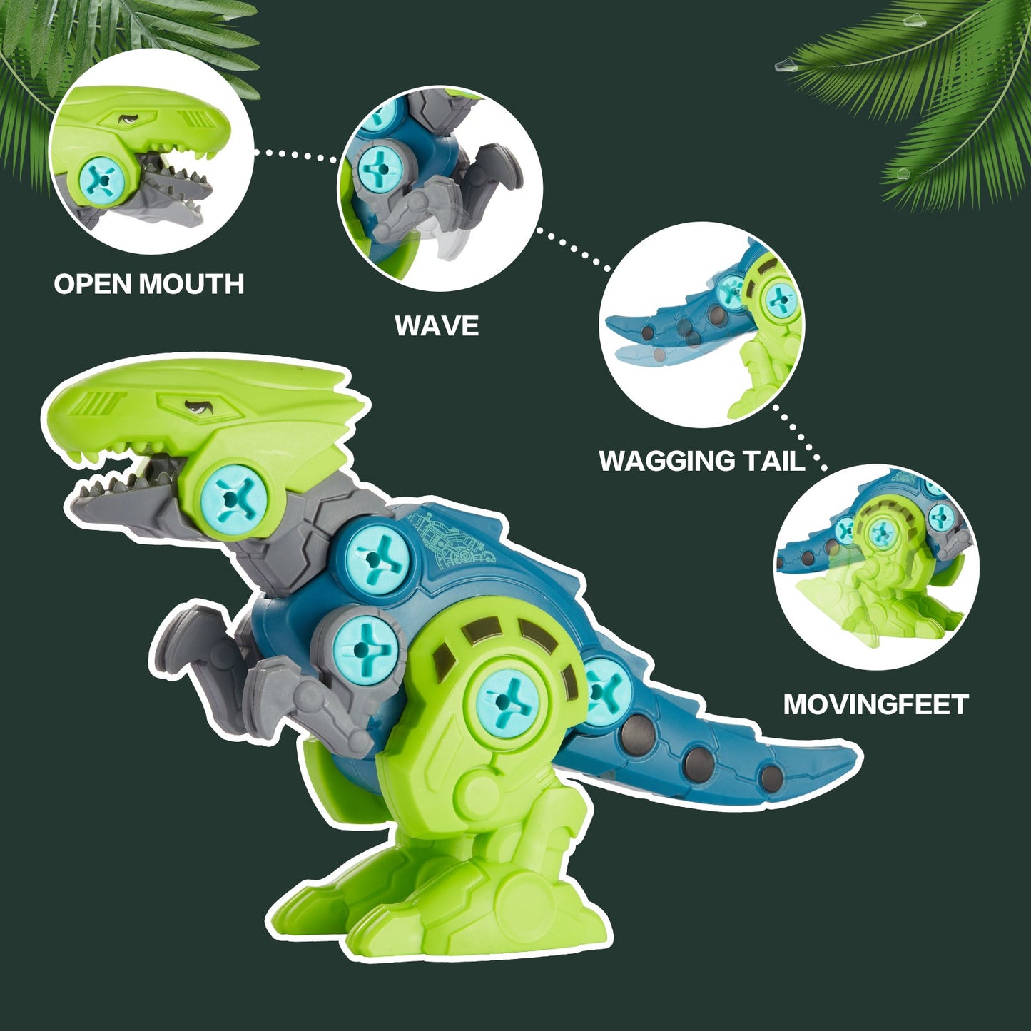 Dinosaur Toys for 3 4 5 6 7 Year Old Boys, Take Apart Dinosaur Toys for Kids 3-5 Construction Building Toys with Electric Drill for Boys Ages 3-8