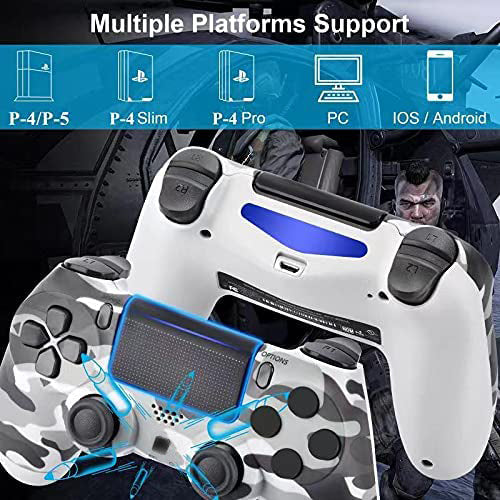 NETNEW Wireless Game Controller Compatible with PS4/Slim/Pro with Upgraded Joystick - Camo Grey
