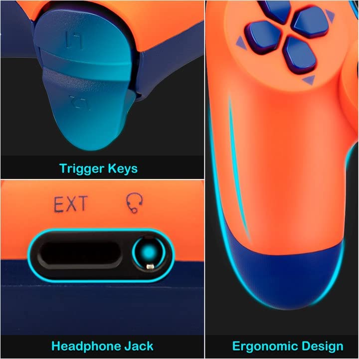 NETNEW Wireless Game Controller Compatible with PS4/Slim/Pro with Upgraded Joystick - Orange