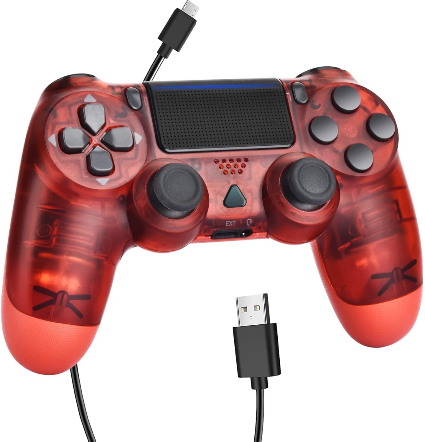 NETNEW Wireless Game Controller Compatible with PS4/Slim/Pro with Upgraded Joystick - Crystal Red