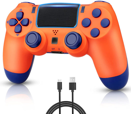 NETNEW Wireless Game Controller Compatible with PS4/Slim/Pro with Upgraded Joystick - Orange