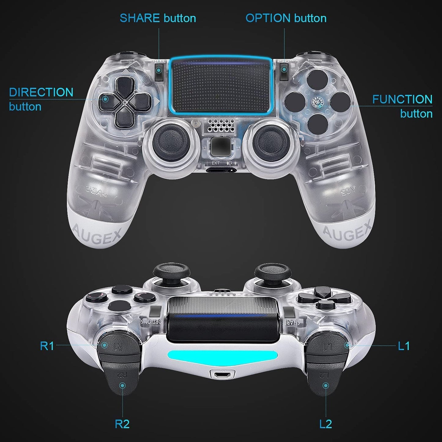 NETNEW Wireless Game Controller Compatible with PS4/Slim/Pro with Upgraded Joystick - Crystal White