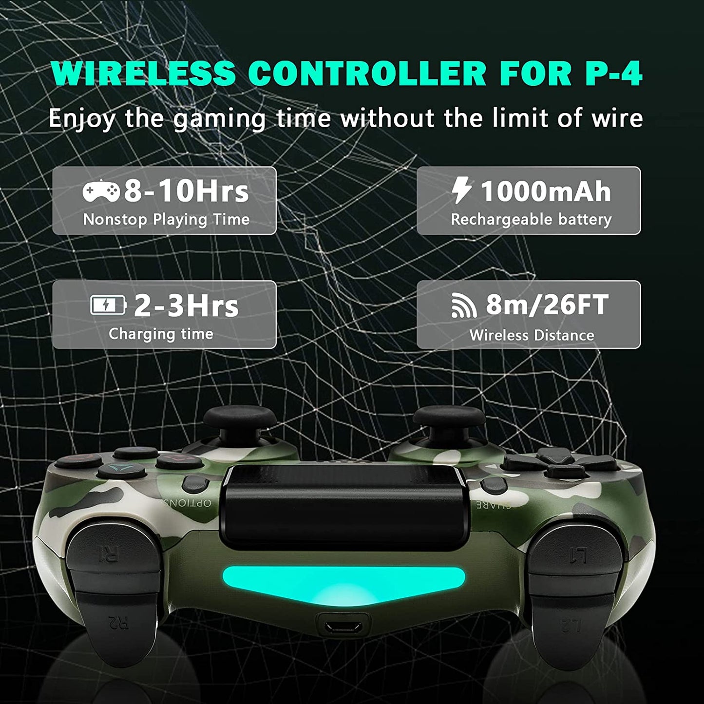 NETNEW Wireless Game Controller Compatible with PS4/Slim/Pro with Upgraded Joystick - Camo Green