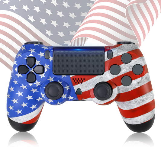 NETNEW Wireless Game Controller Compatible with PS4/Slim/Pro with Upgraded Joystick - USA Flag